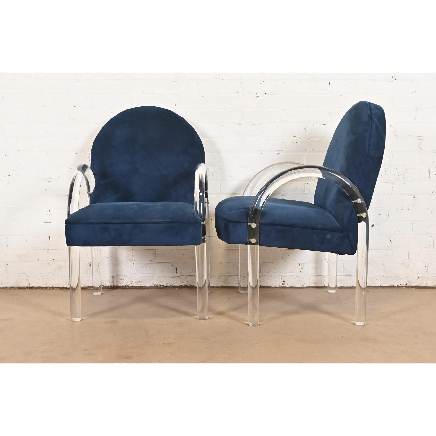Leon Rosen for Pace Collection Modern Art Deco Lucite Waterfall Armchairs, Set of Six - Image 6