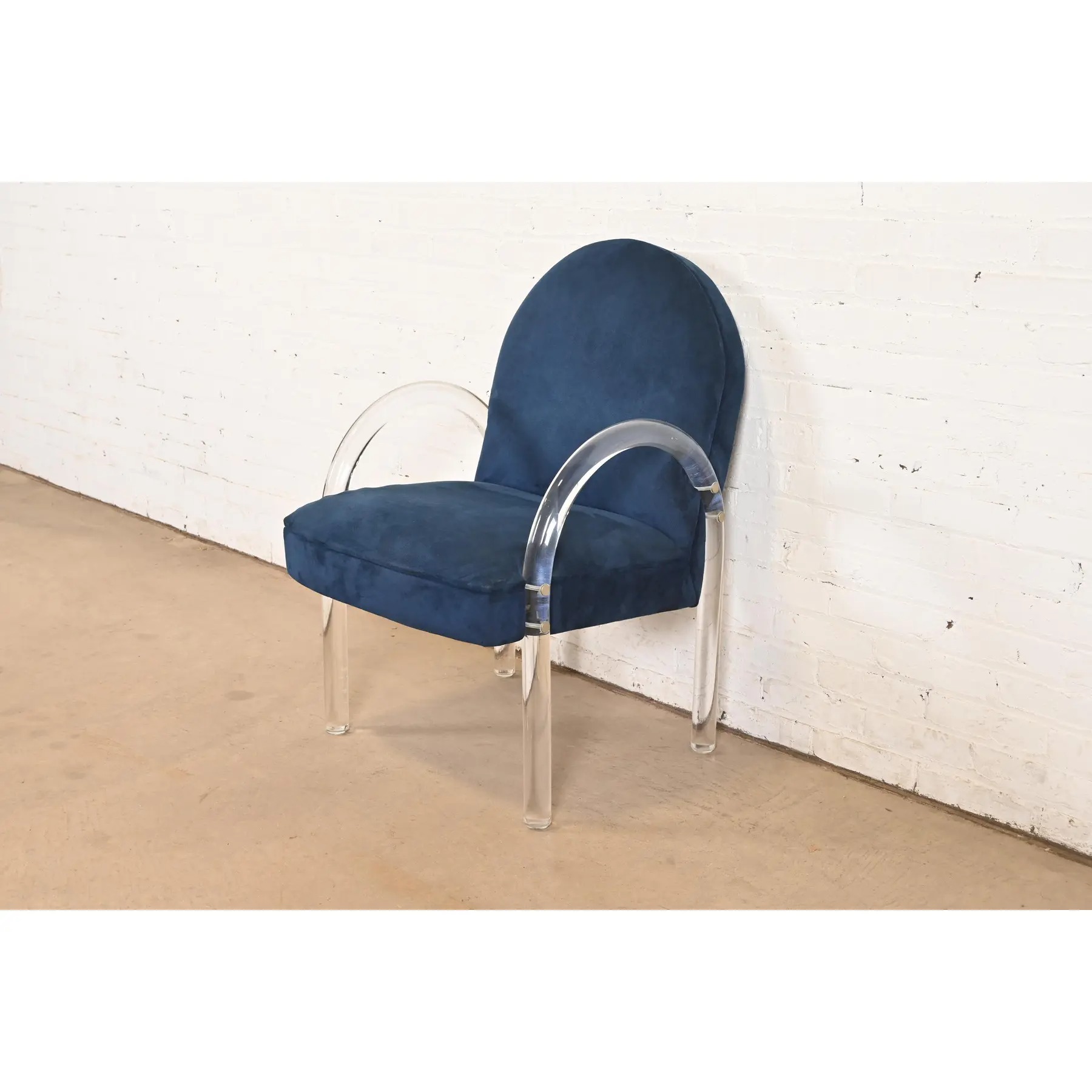 Leon Rosen for Pace Collection Modern Art Deco Lucite Waterfall Armchairs, Set of Six - Image 8