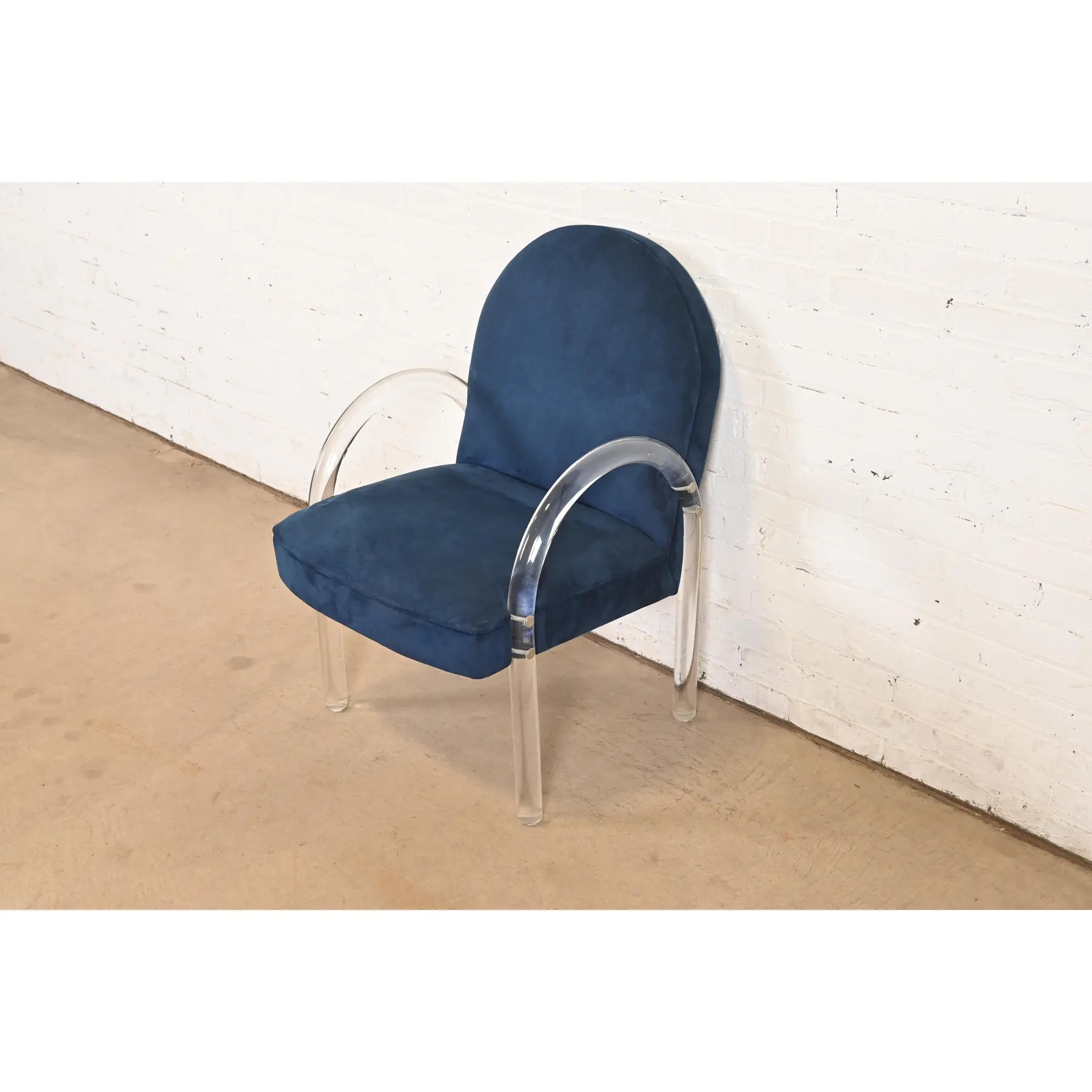 Leon Rosen for Pace Collection Modern Art Deco Lucite Waterfall Armchairs, Set of Six - Image 9