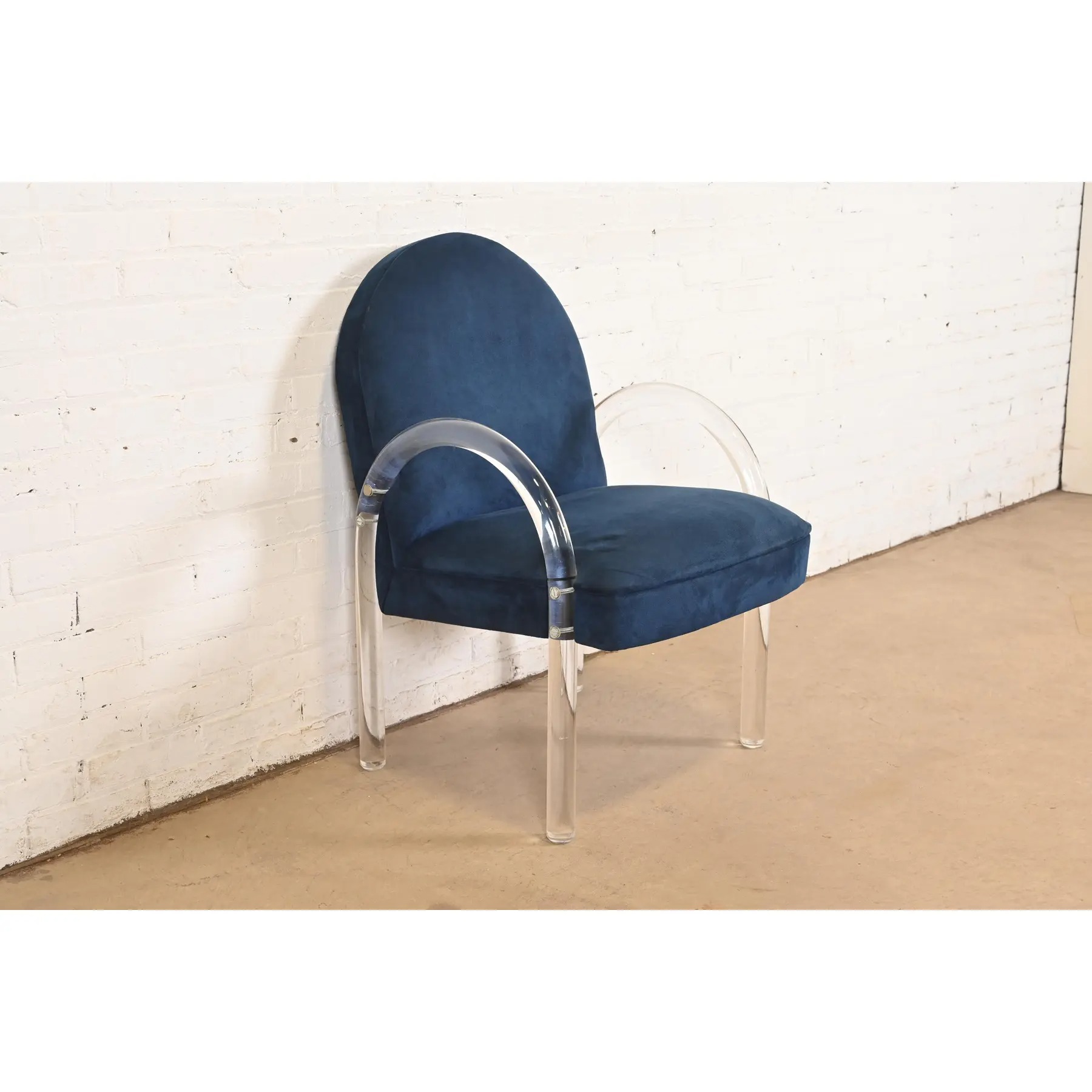 Leon Rosen for Pace Collection Modern Art Deco Lucite Waterfall Armchairs, Set of Six - Image 10