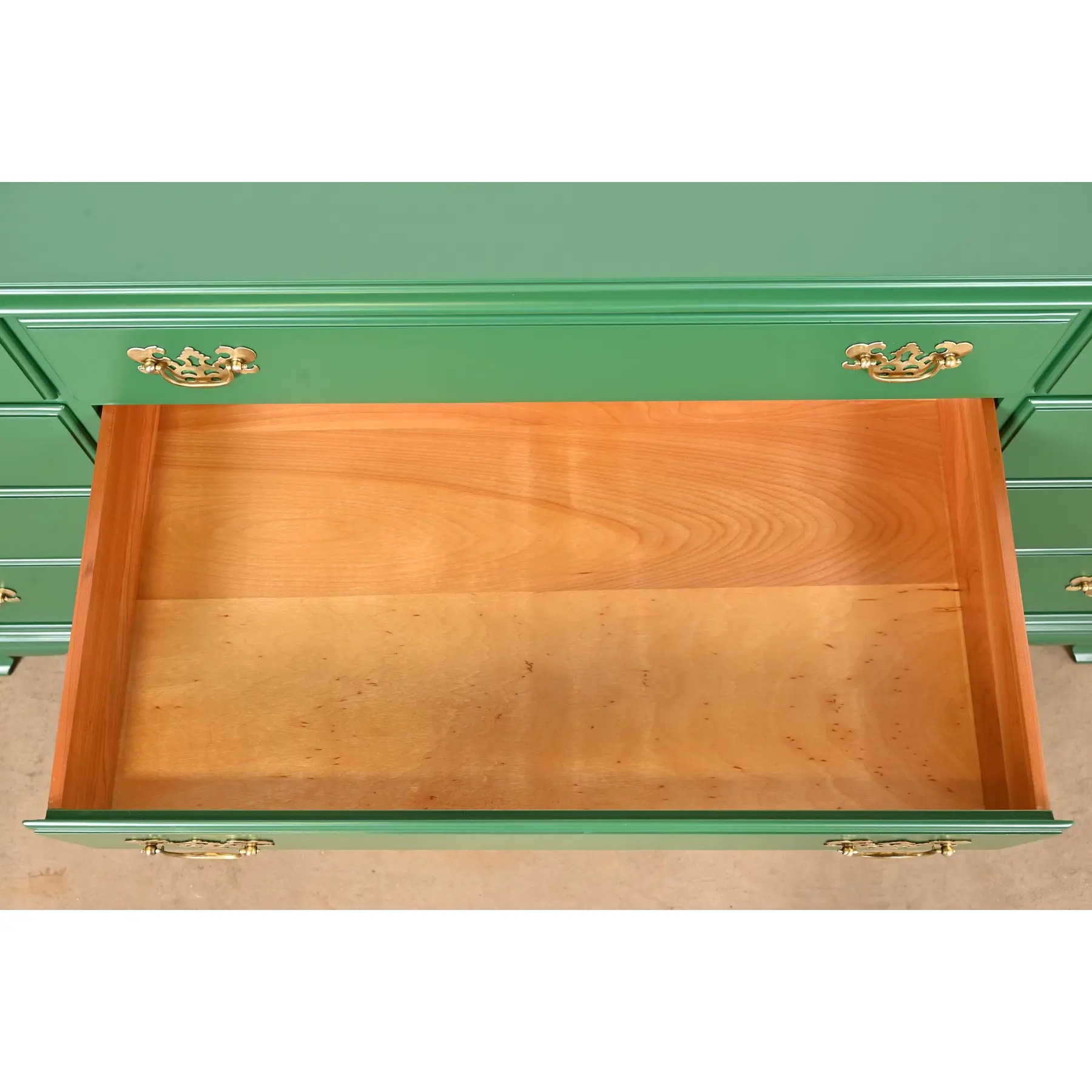 Ethan Allen Georgian Green Lacquered Dresser or Credenza, Newly Refinished - Image 6