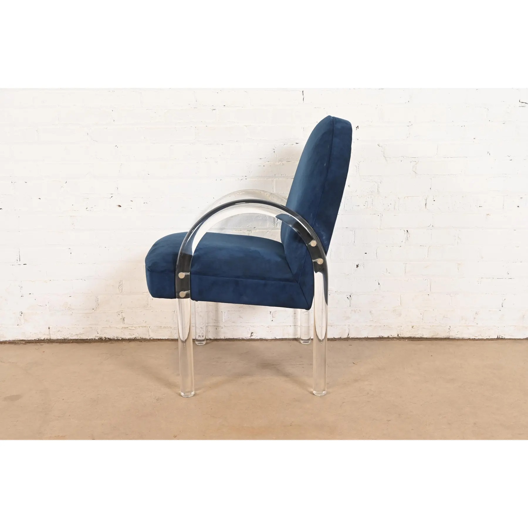Leon Rosen for Pace Collection Modern Art Deco Lucite Waterfall Armchairs, Set of Six - Image 13