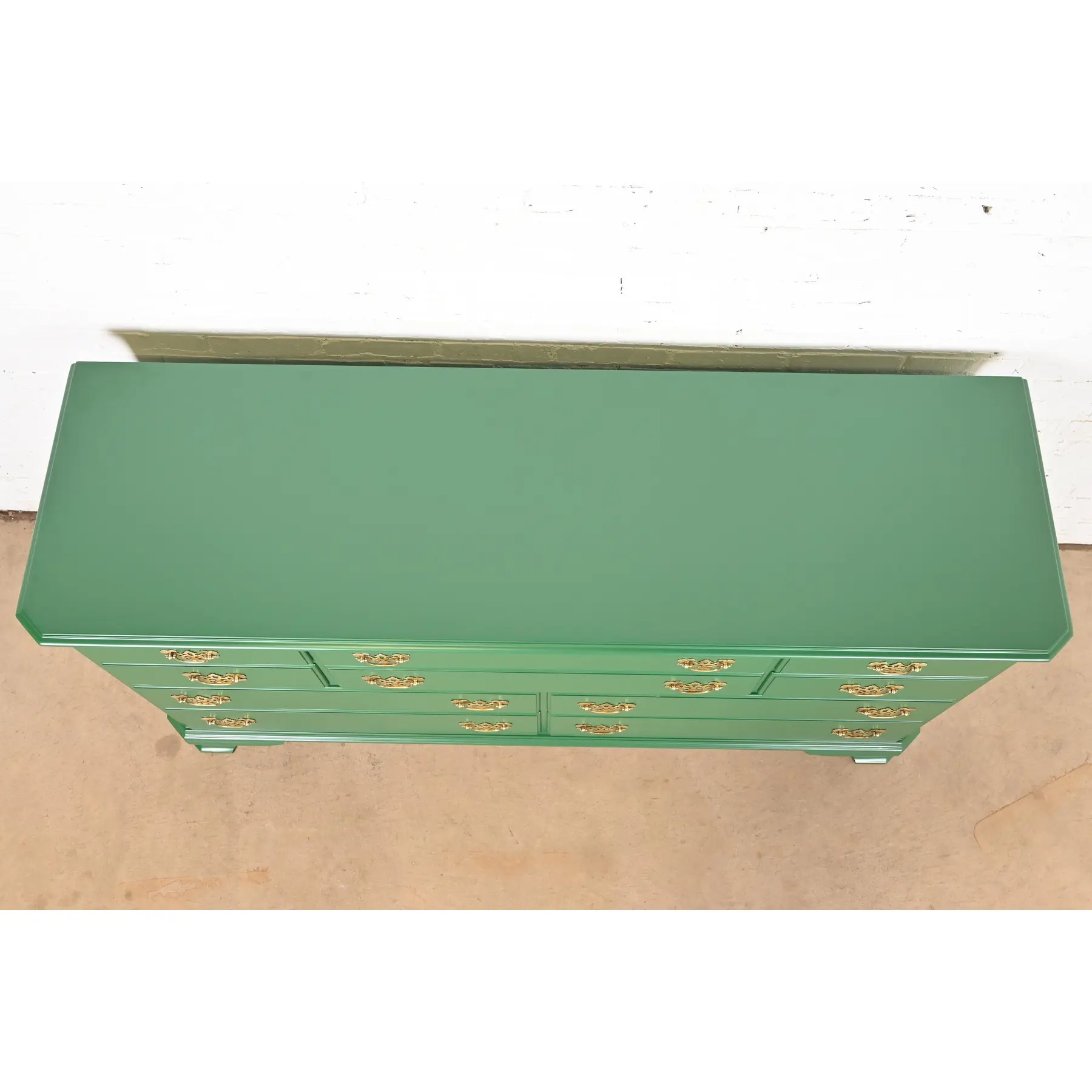 Ethan Allen Georgian Green Lacquered Dresser or Credenza, Newly Refinished - Image 11