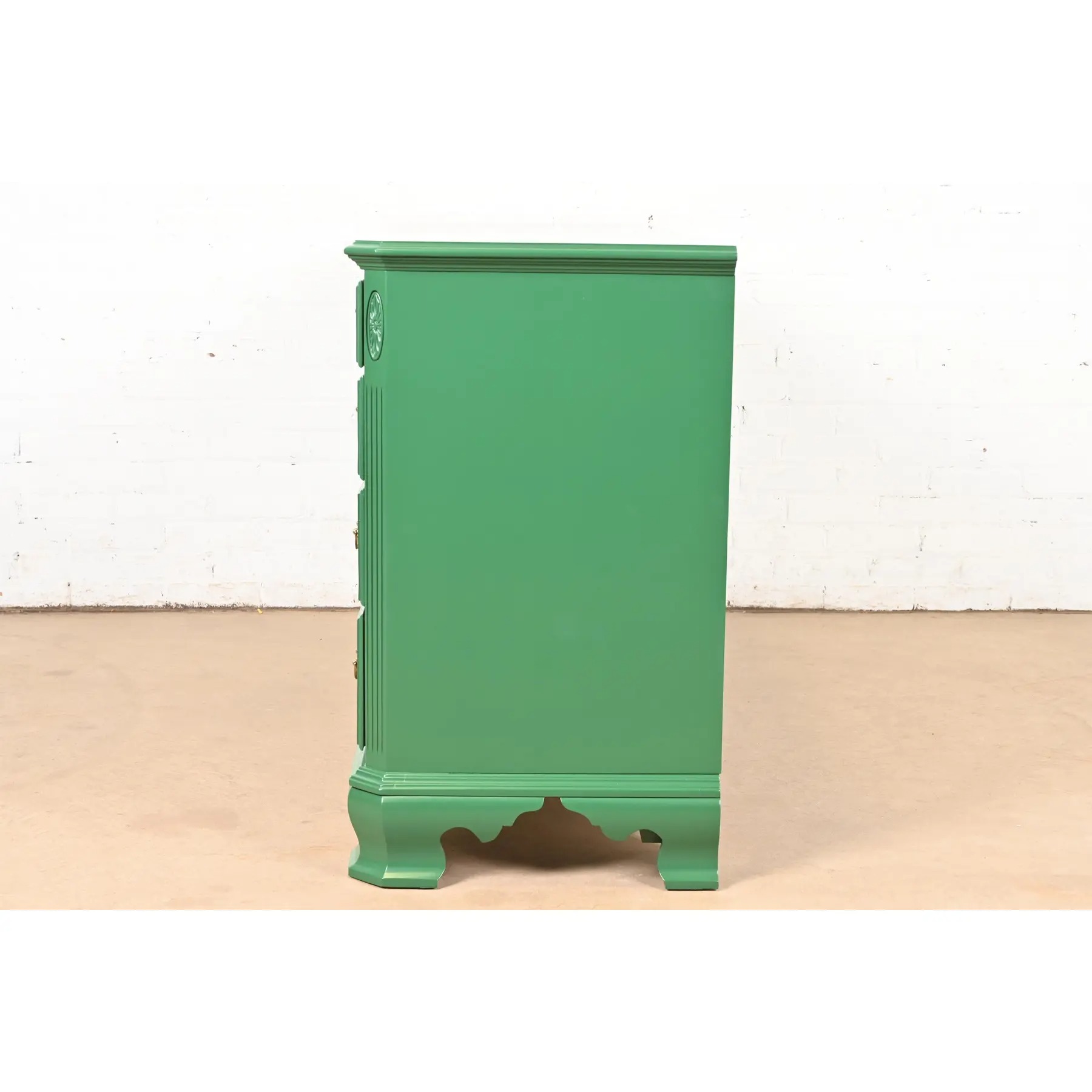 Ethan Allen Georgian Green Lacquered Dresser or Credenza, Newly Refinished - Image 12