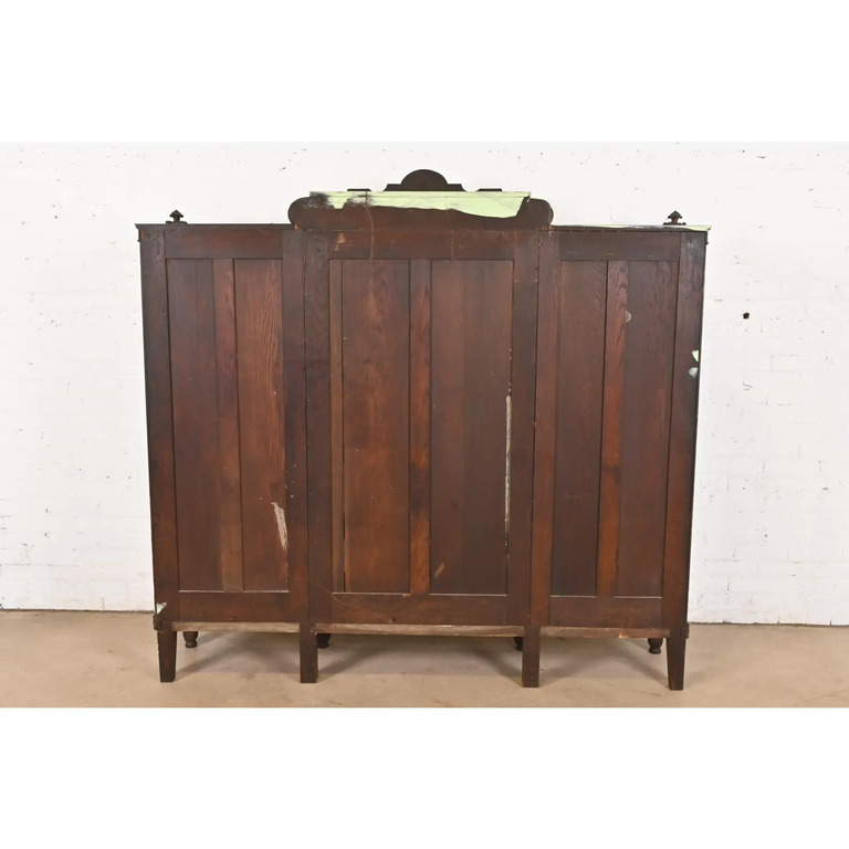 R. J. Horner Style Antique Victorian Carved Oak Triple Bookcase, Circa 1890s - Image 12