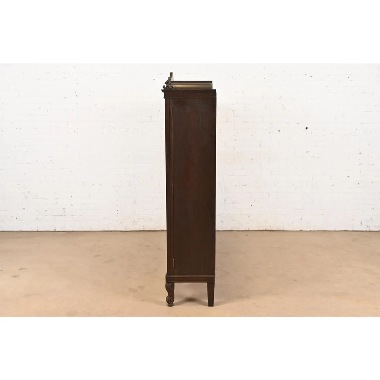 R. J. Horner Style Antique Victorian Carved Oak Triple Bookcase, Circa 1890s - Image 11
