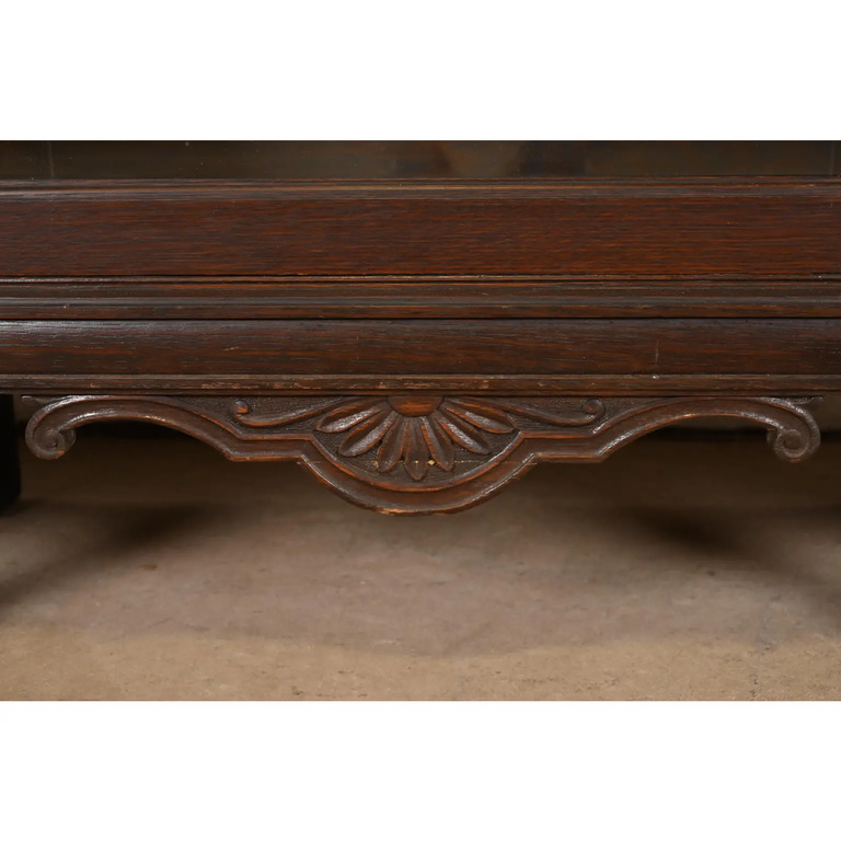 R. J. Horner Style Antique Victorian Carved Oak Triple Bookcase, Circa 1890s - Image 9