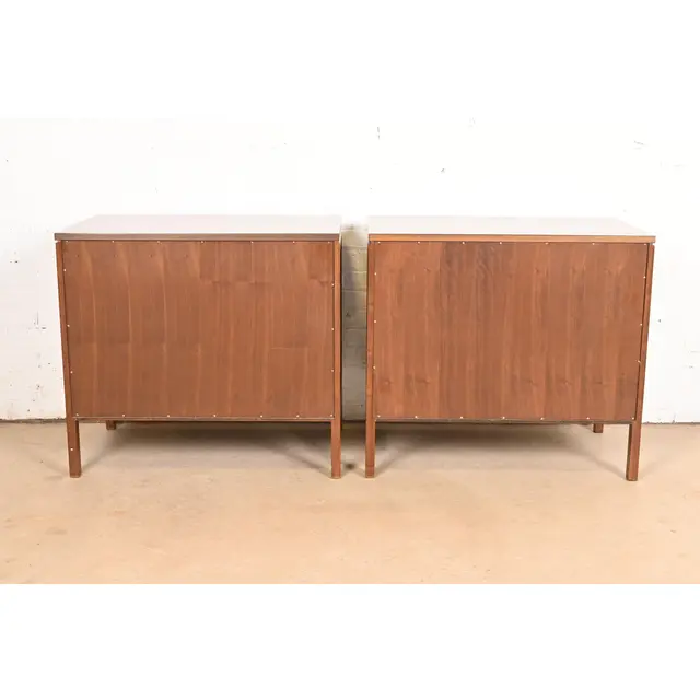 Edward Wormley for Dunbar Mid-Century Modern Walnut and Rosewood Three-Drawer Chests, 1960s - Image 10
