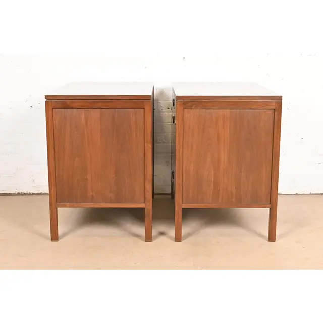 Edward Wormley for Dunbar Mid-Century Modern Walnut and Rosewood Three-Drawer Chests, 1960s - Image 9