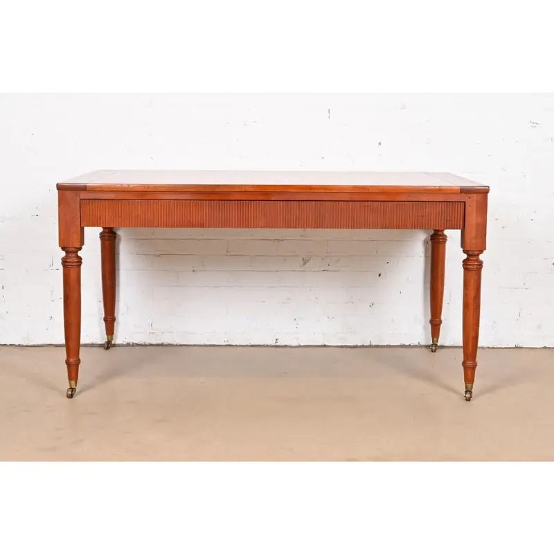 Baker Furniture French Regency Louis XVI Carved Cherry Wood Writing Desk - Image 11