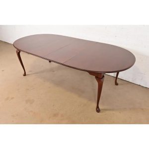 Harden Furniture Queen Anne Solid Cherry Wood Extension Dining Table, Newly Refinished