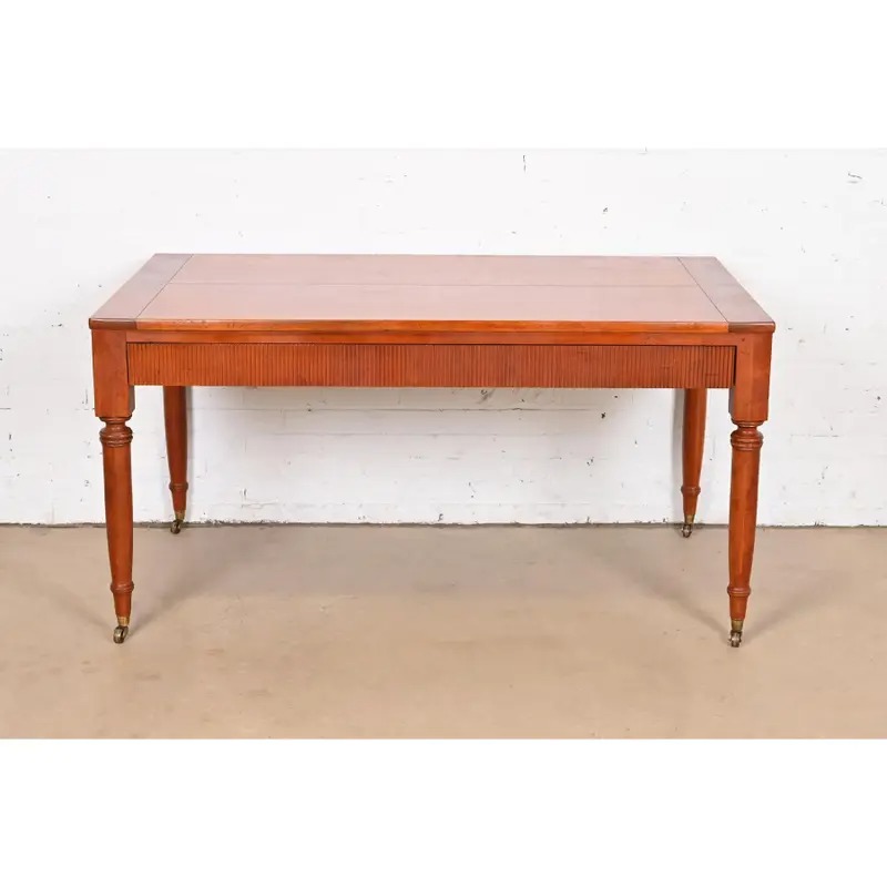 Baker Furniture French Regency Louis XVI Carved Cherry Wood Writing Desk - Image 2