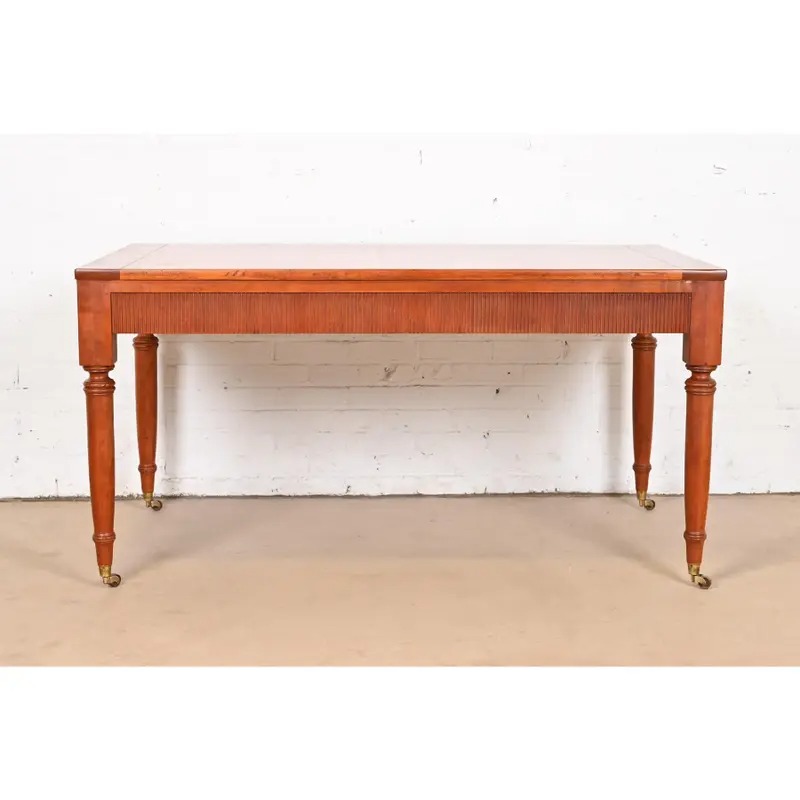 Baker Furniture French Regency Louis XVI Carved Cherry Wood Writing Desk - Image 3