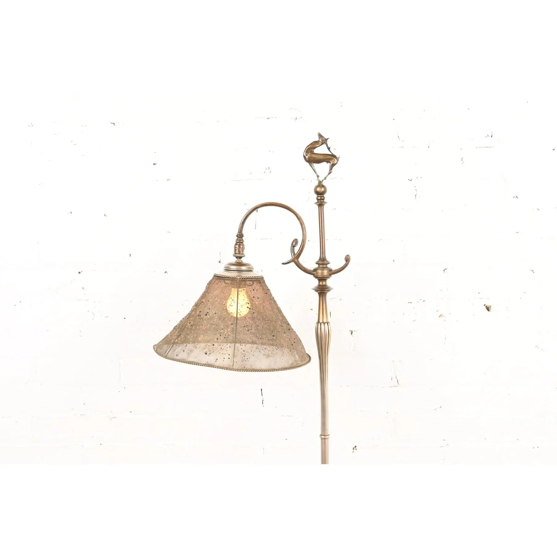 Louis Comfort Tiffany Furnaces Bronze Art Deco Floor Lamp With Wire Mesh Shade, 1920s - Image 3