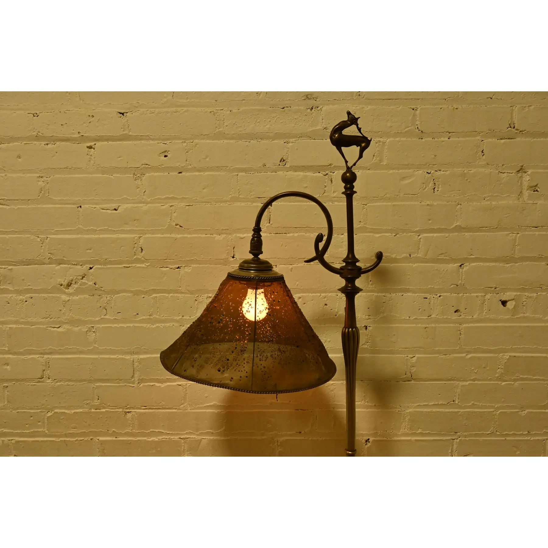 Louis Comfort Tiffany Furnaces Bronze Art Deco Floor Lamp With Wire Mesh Shade, 1920s - Image 4