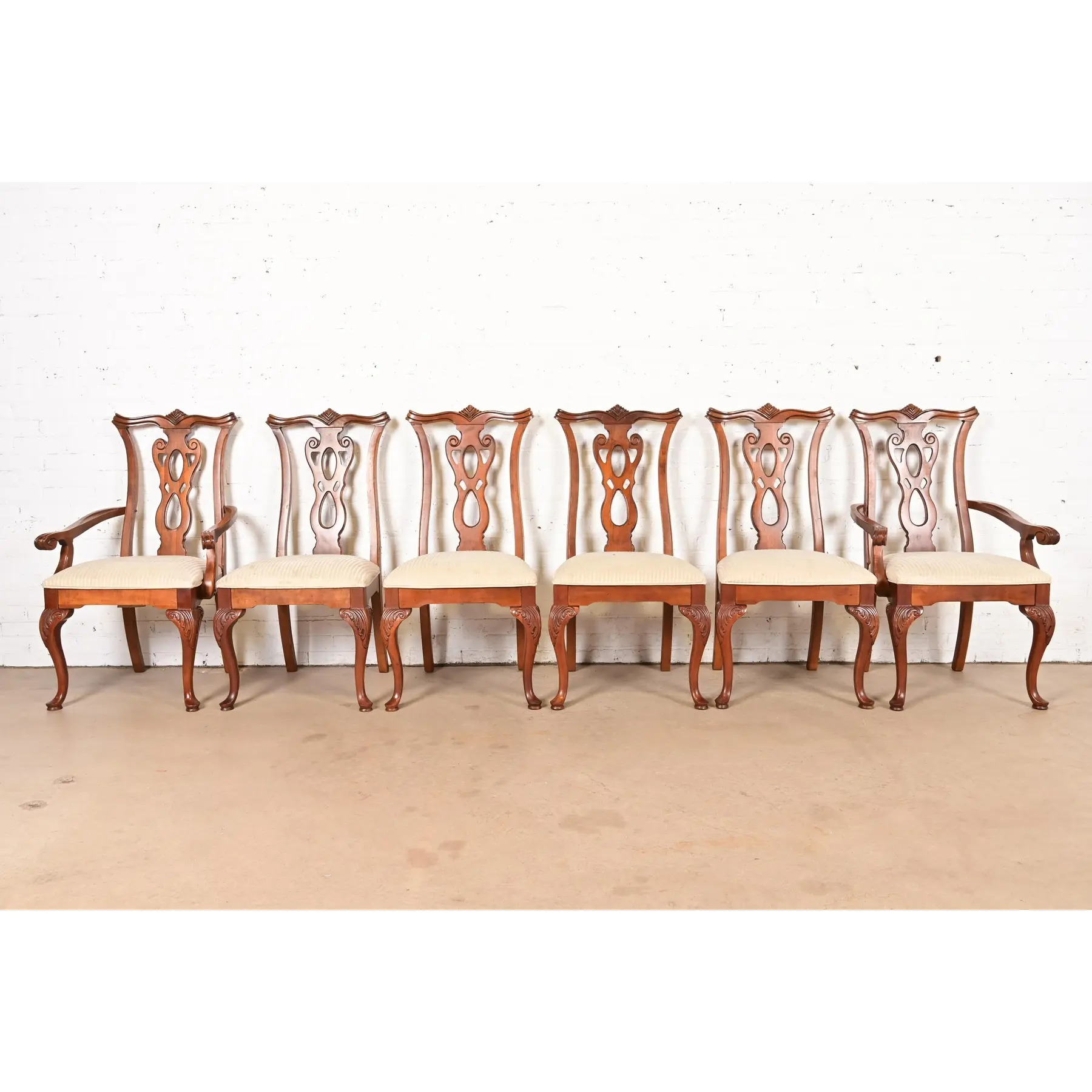 Thomasville Georgian Carved Mahogany Dining Chairs, Set of Six - Image 2