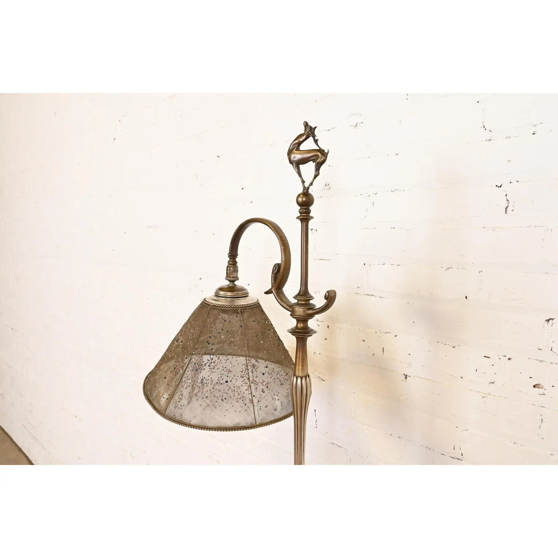 Louis Comfort Tiffany Furnaces Bronze Art Deco Floor Lamp With Wire Mesh Shade, 1920s - Image 6