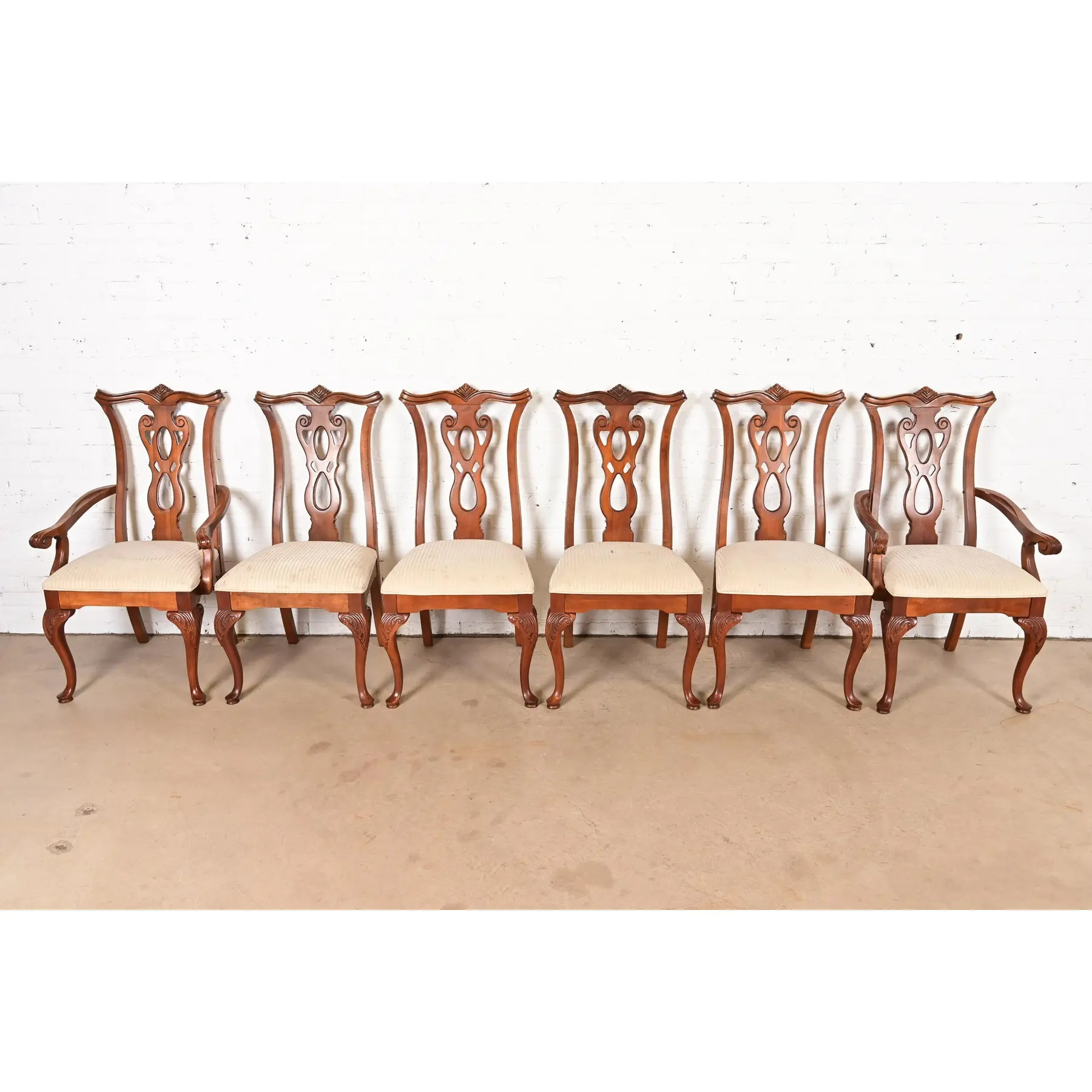 Thomasville Georgian Carved Mahogany Dining Chairs, Set of Six - Image 3