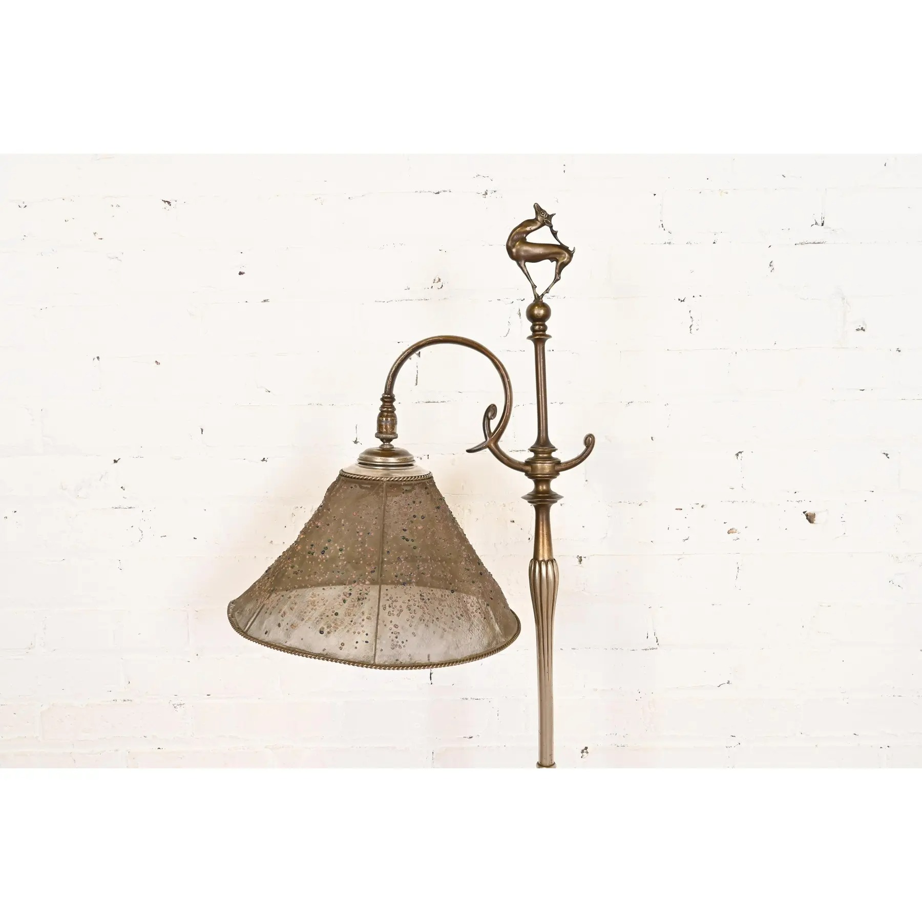 Louis Comfort Tiffany Furnaces Bronze Art Deco Floor Lamp With Wire Mesh Shade, 1920s - Image 7
