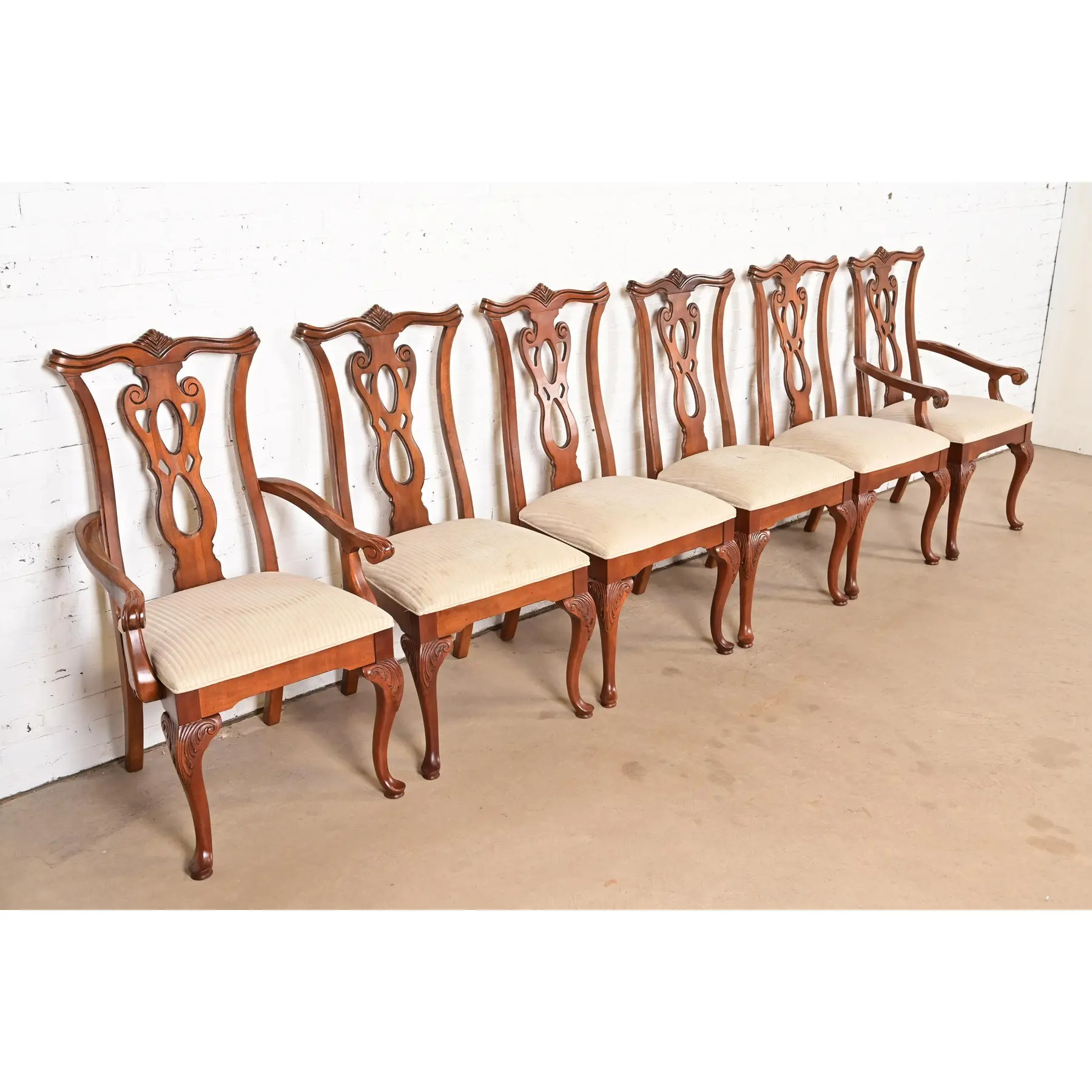 Thomasville Georgian Carved Mahogany Dining Chairs, Set of Six - Image 4