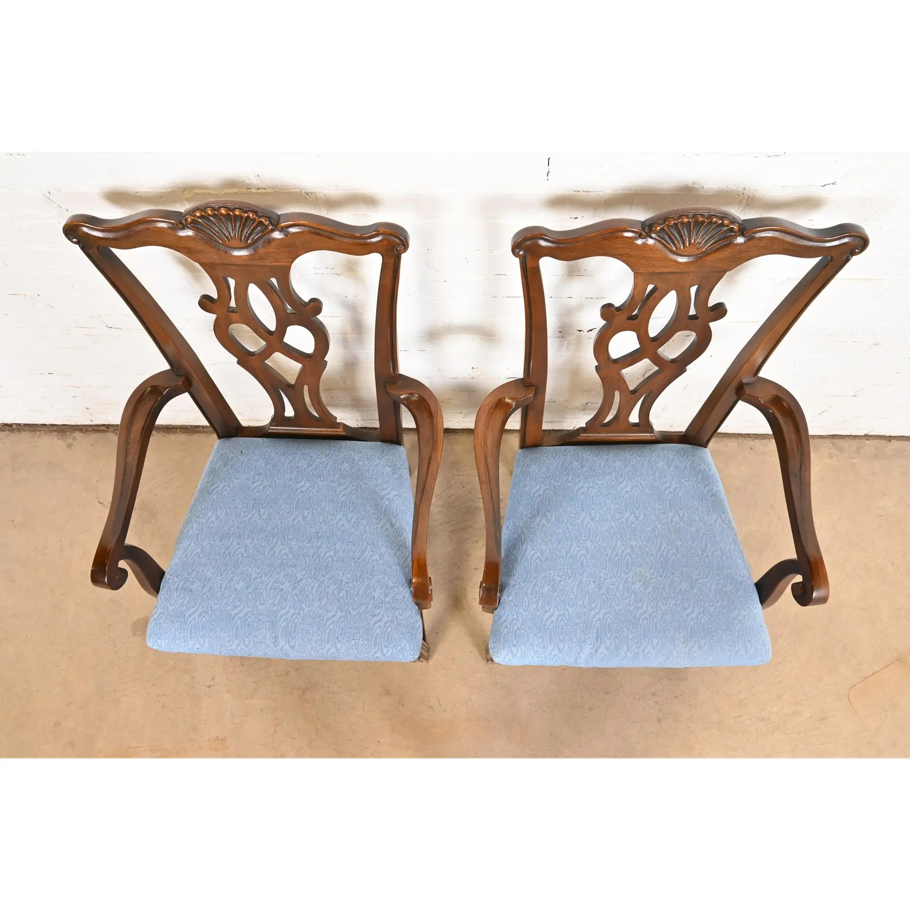 Drexel Heritage Georgian Carved Mahogany Armchairs or Dining Captain Chairs, Pair - Image 5