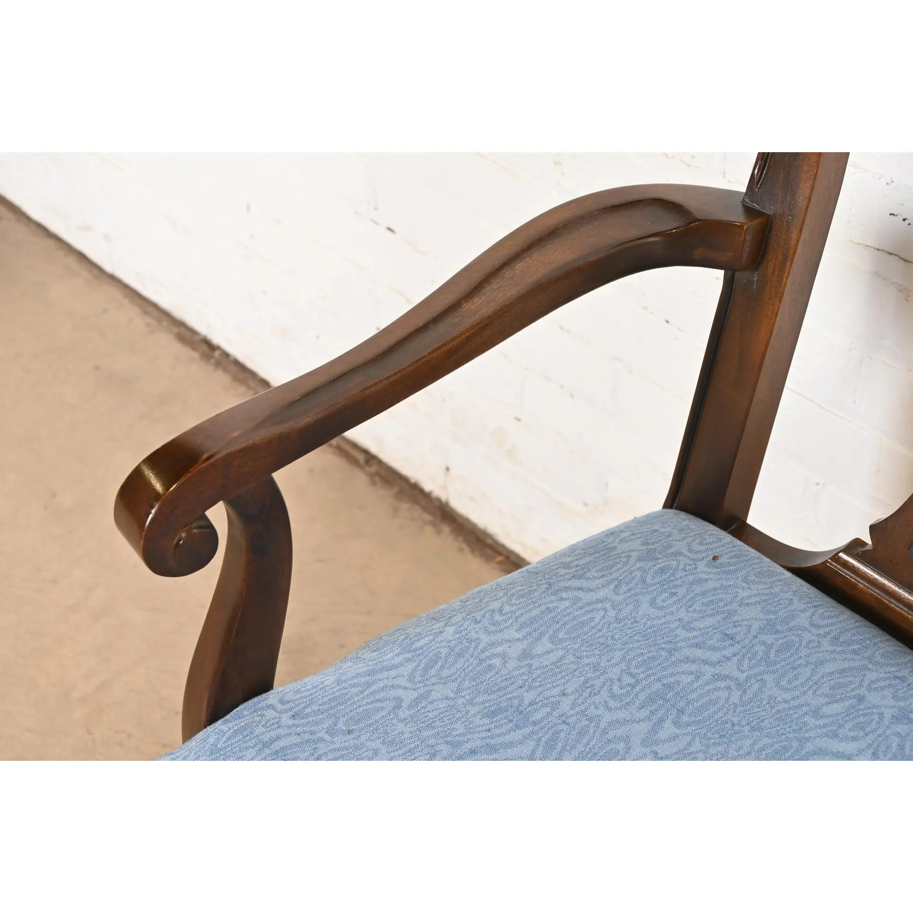 Drexel Heritage Georgian Carved Mahogany Armchairs or Dining Captain Chairs, Pair - Image 7