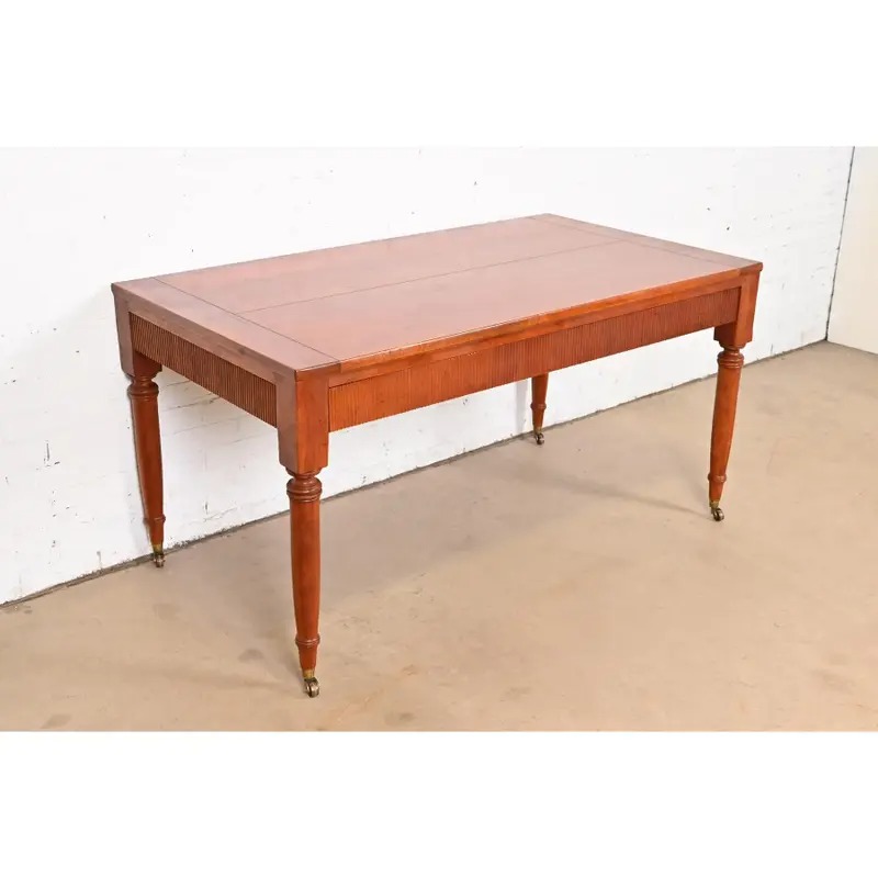 Baker Furniture French Regency Louis XVI Carved Cherry Wood Writing Desk - Image 4