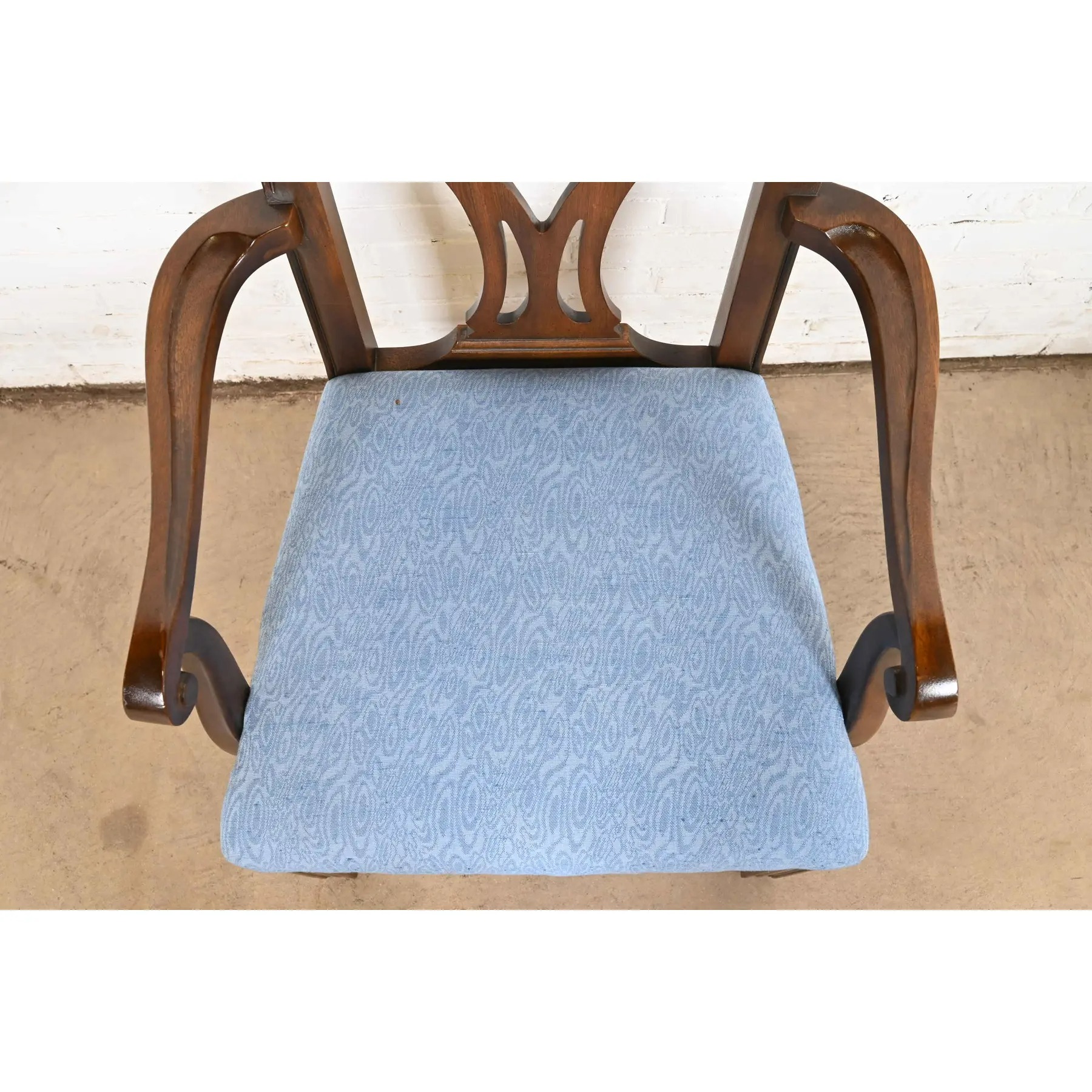 Drexel Heritage Georgian Carved Mahogany Armchairs or Dining Captain Chairs, Pair - Image 8