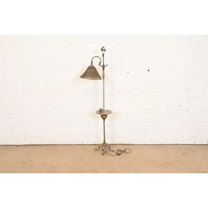 Louis Comfort Tiffany Furnaces Bronze Art Deco Floor Lamp With Wire Mesh Shade, 1920s