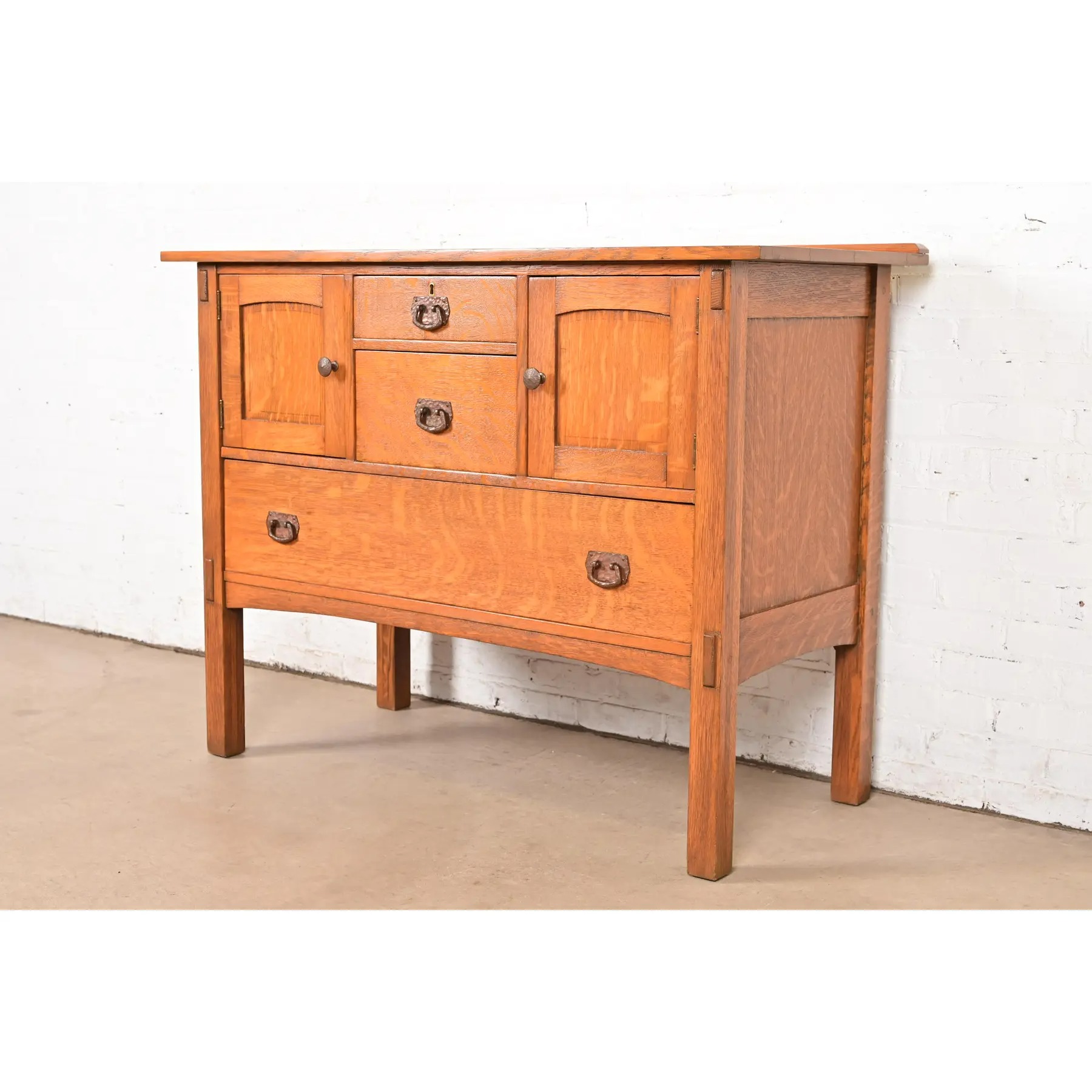 Stickley Brothers Style Antique Mission Oak Arts & Crafts Sideboard Buffet, Circa 1900 - Image 3