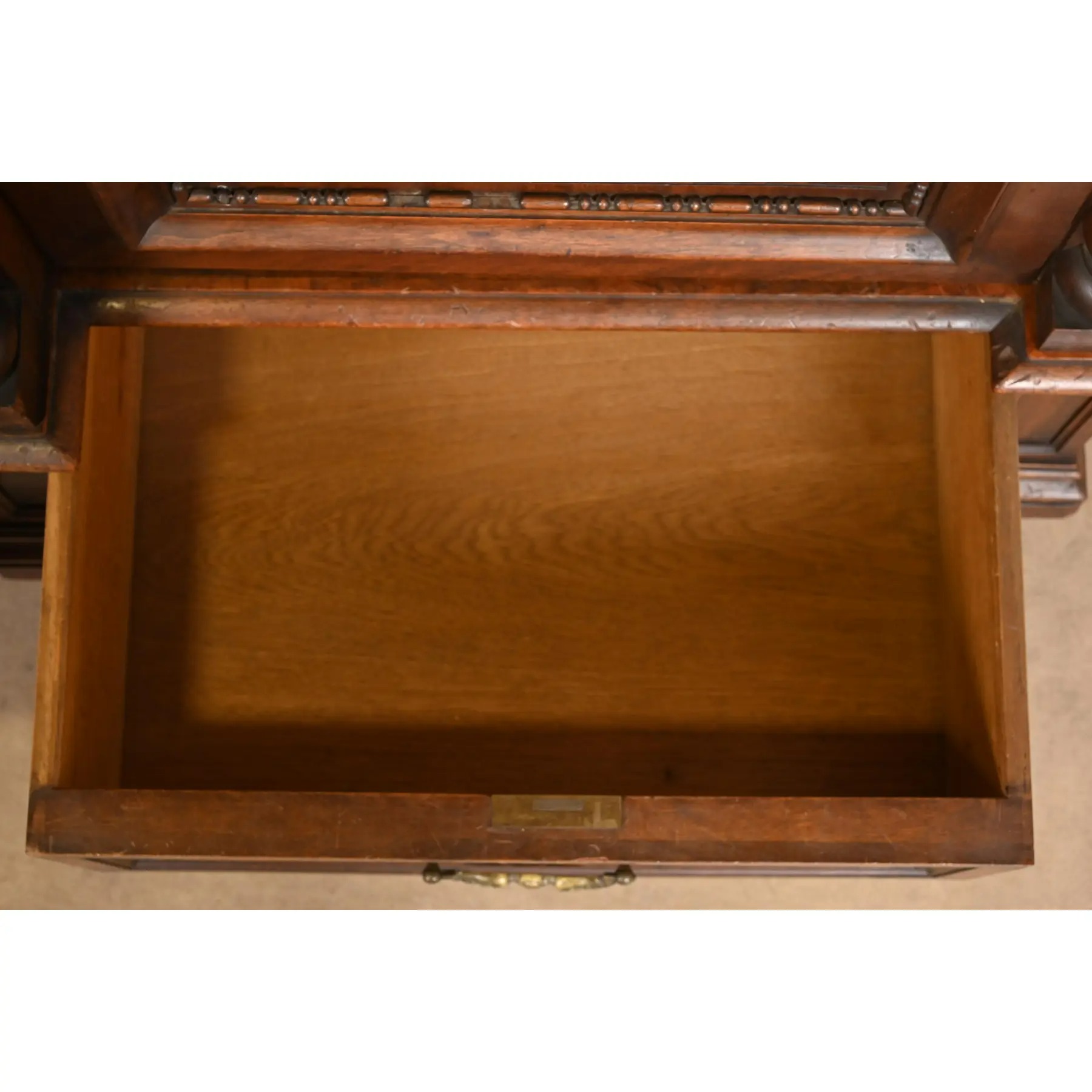 Herter Brothers Style Monumental Antique Eastlake Victorian Carved Walnut and Burl Wood Triple Bookcase Cabinet - Image 6