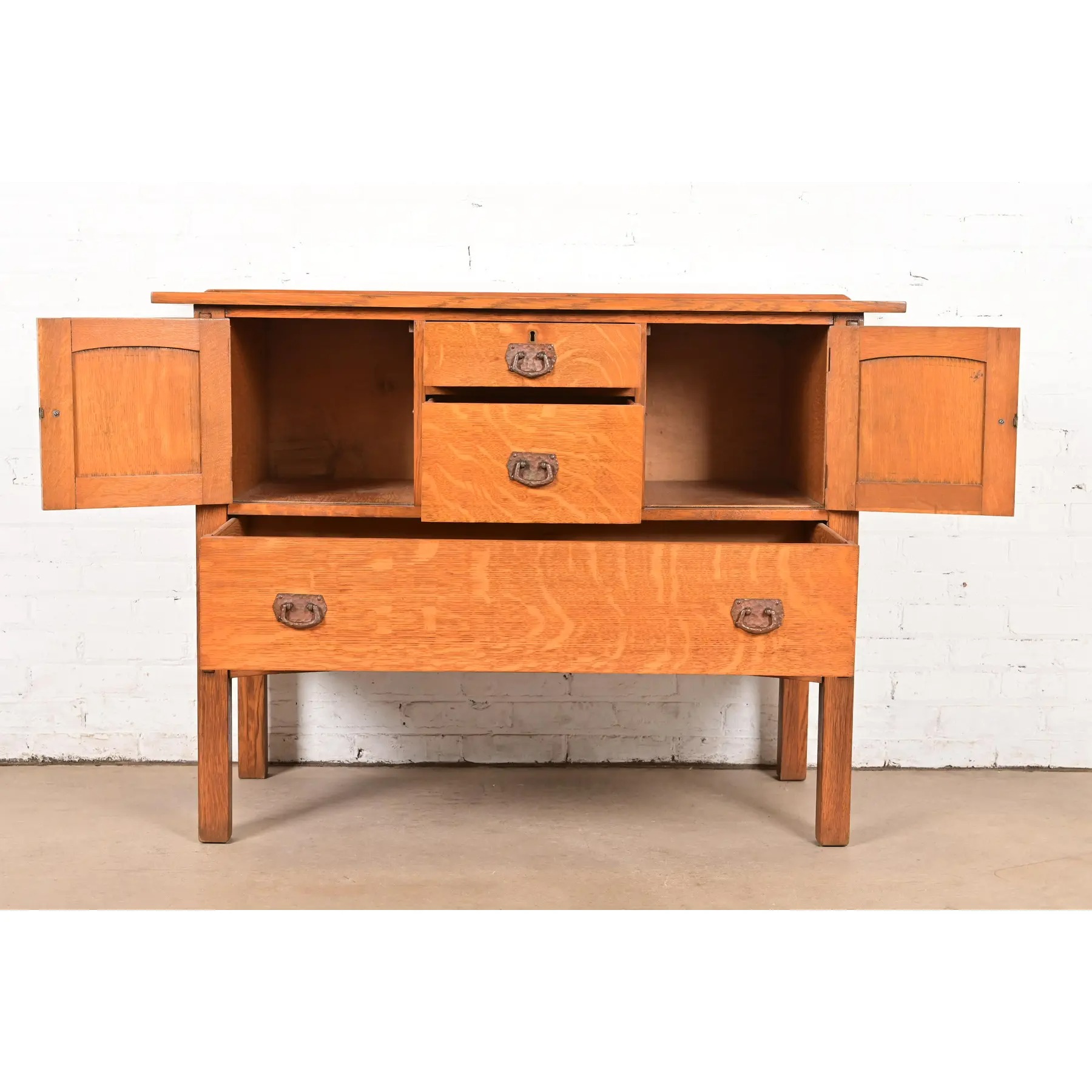 Stickley Brothers Style Antique Mission Oak Arts & Crafts Sideboard Buffet, Circa 1900 - Image 5
