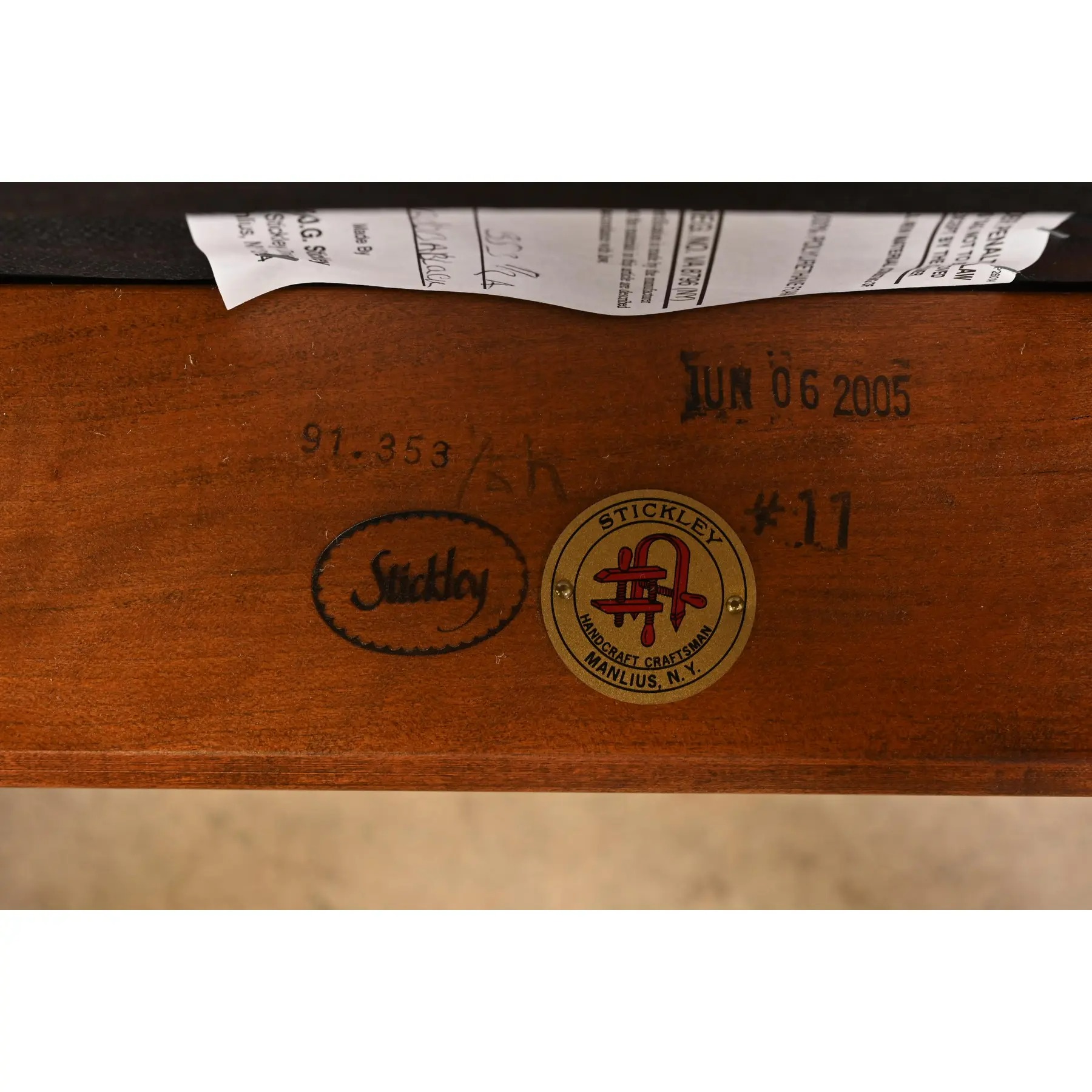 Stickley Harvey Ellis Collection Mission Arts & Crafts Inlaid Cherry Wood and Leather Rocking Chair - Image 11