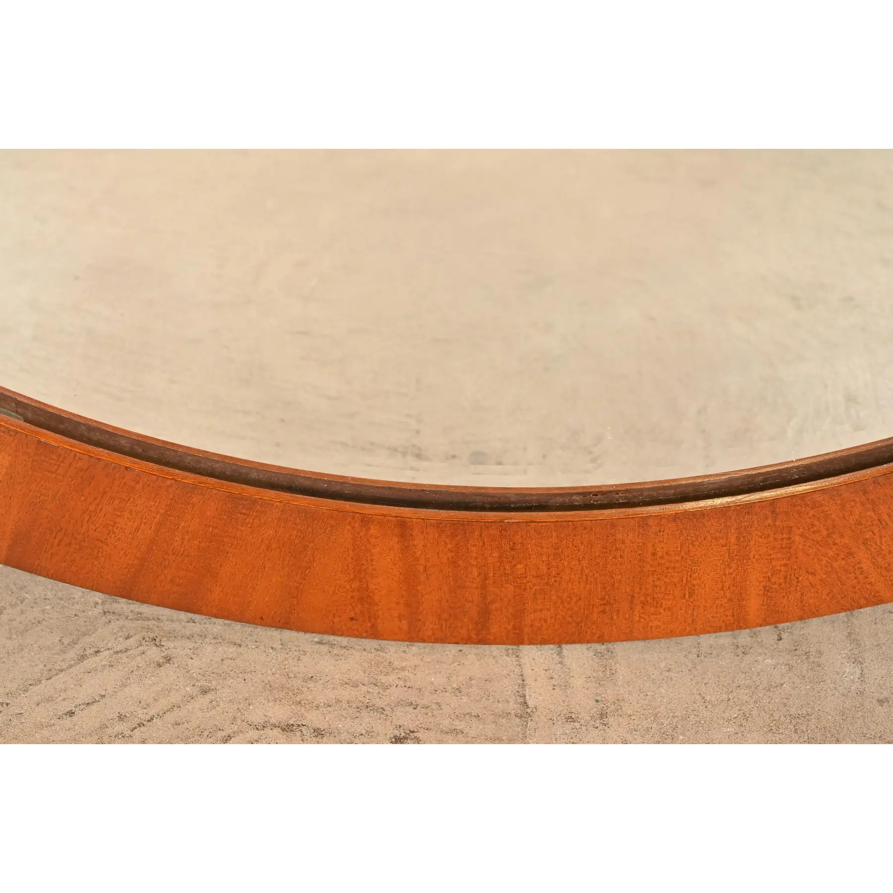 Charles Pfister for Baker Furniture Art Deco Primavera and Burl Wood Large Round Wall Mirror - Image 8