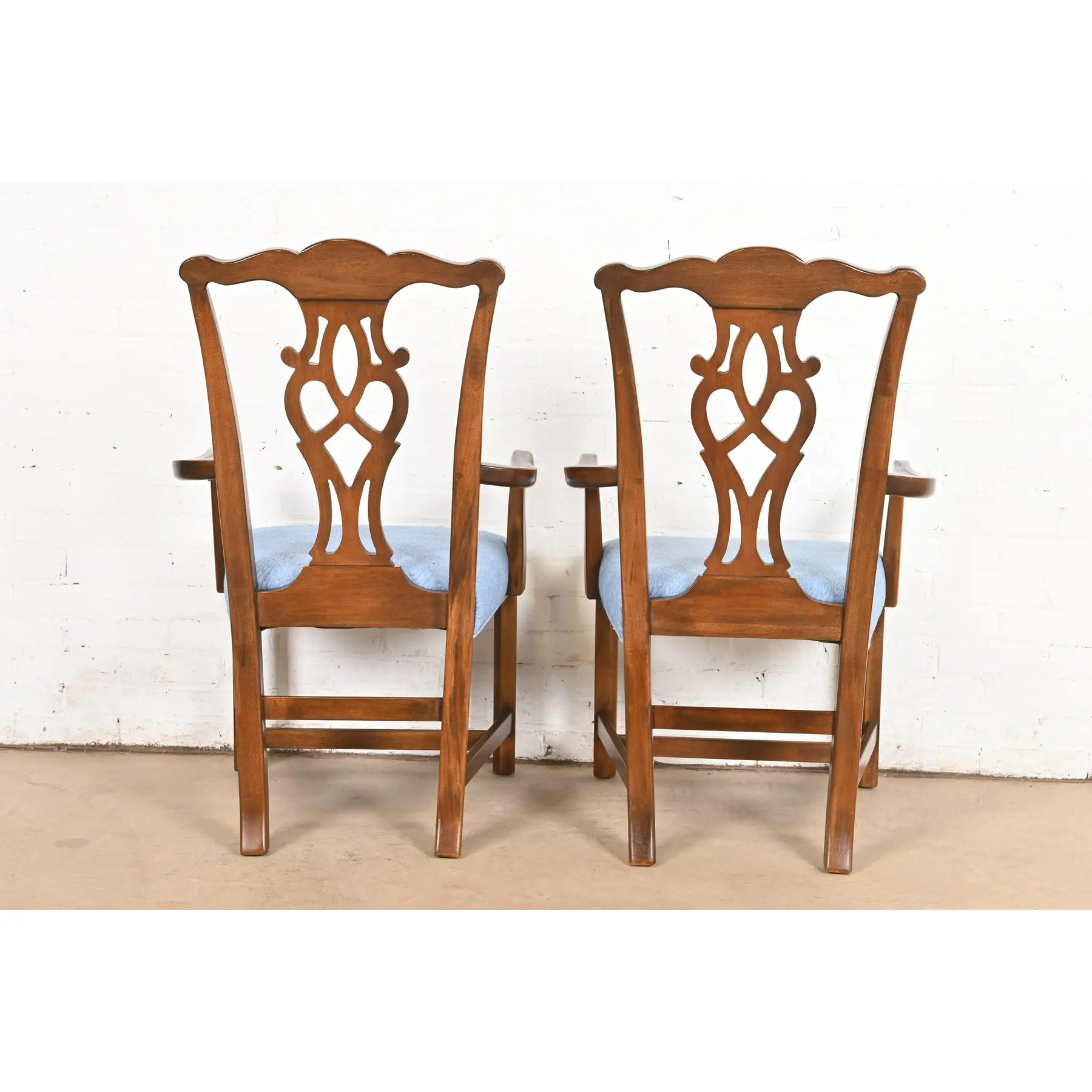Drexel Heritage Georgian Carved Mahogany Armchairs or Dining Captain Chairs, Pair - Image 11