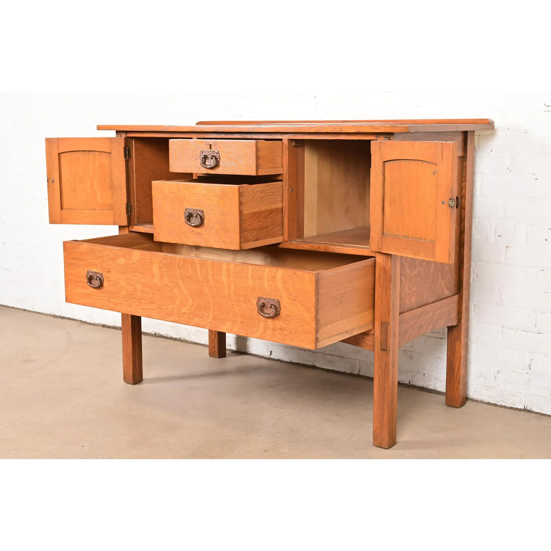 Stickley Brothers Style Antique Mission Oak Arts & Crafts Sideboard Buffet, Circa 1900 - Image 6
