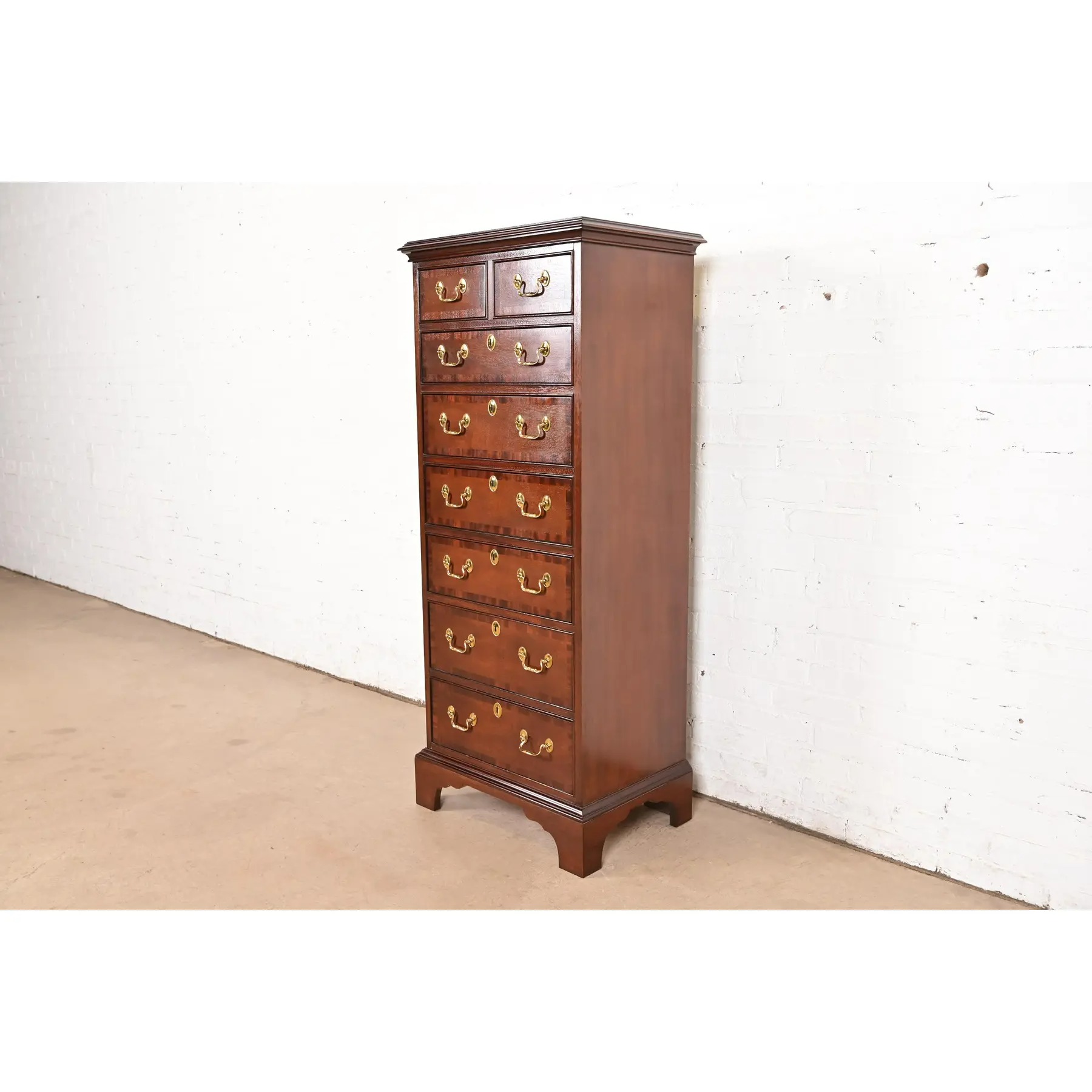 Councill Furniture Georgian Banded Mahogany Lingerie Chest or Semainier - Image 3