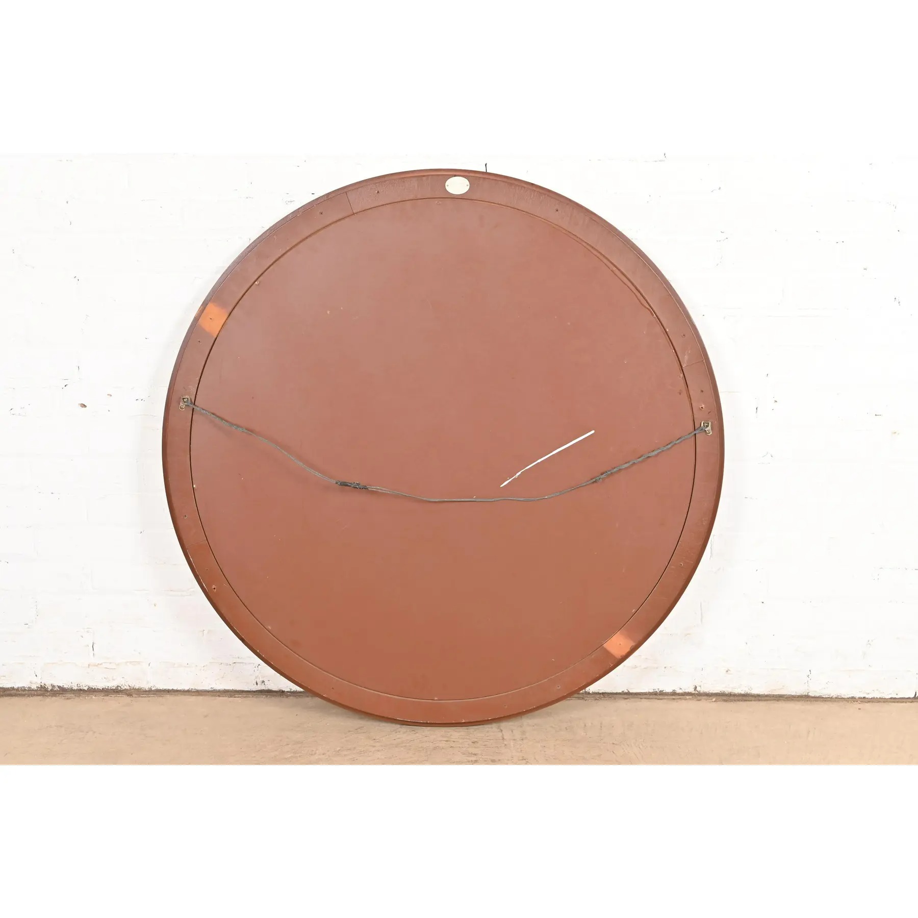 Charles Pfister for Baker Furniture Art Deco Primavera and Burl Wood Large Round Wall Mirror - Image 10