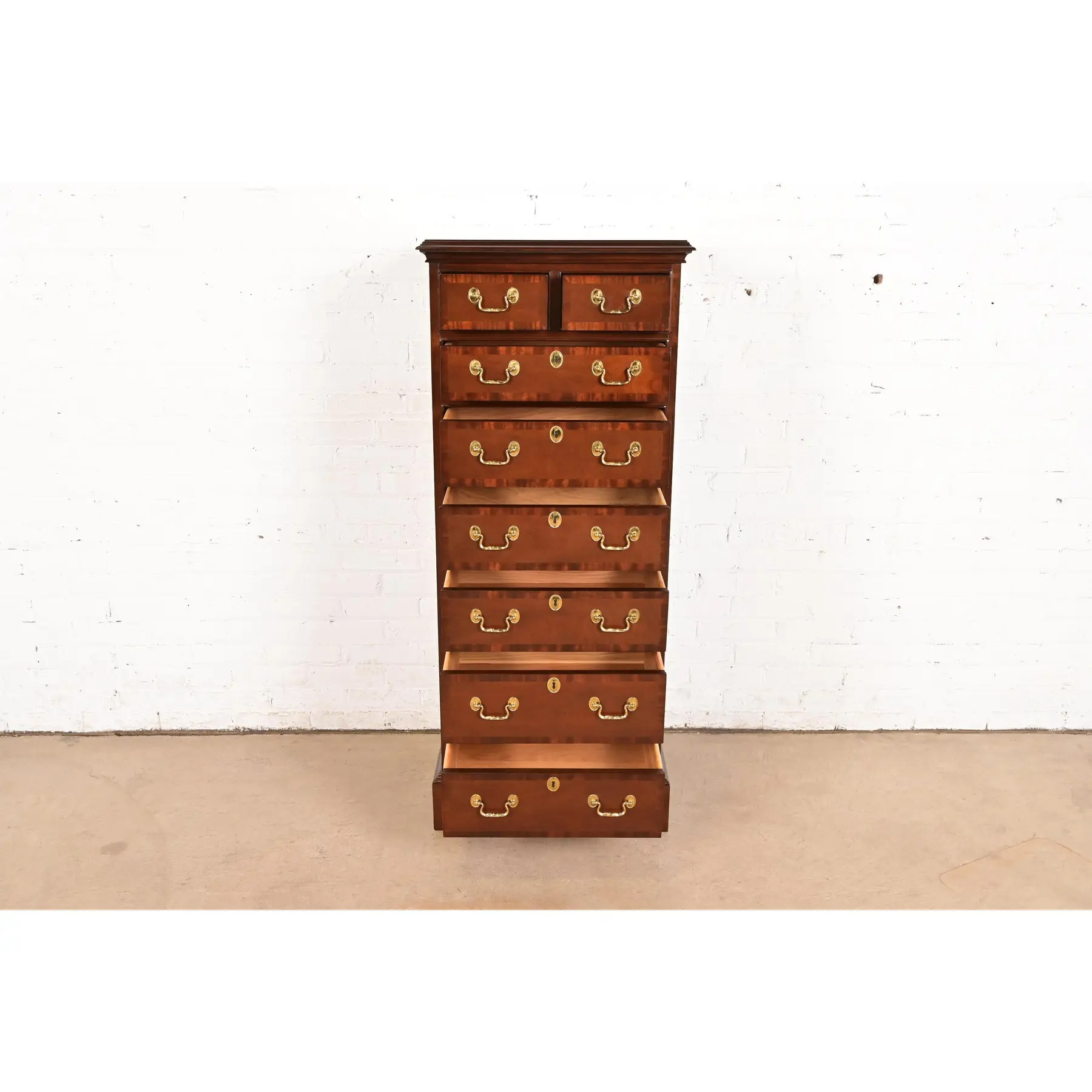Councill Furniture Georgian Banded Mahogany Lingerie Chest or Semainier - Image 5