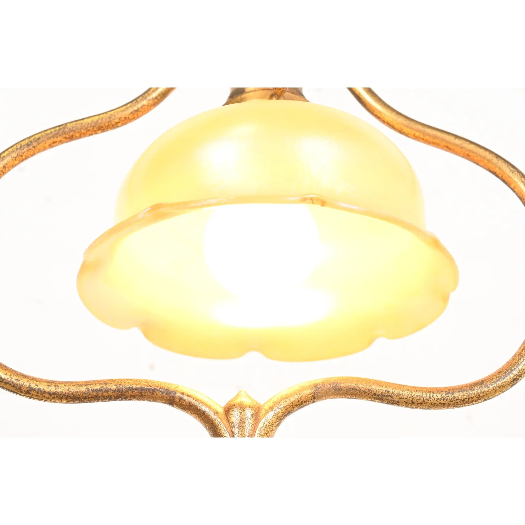 Tiffany Studios New York Gilt Bronze Harp Floor Lamp With Favrile Glass Shade - Image 5