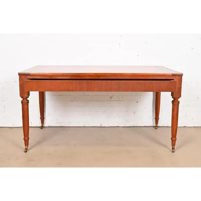 Baker Furniture French Regency Louis XVI Carved Cherry Wood Writing Desk - Image 5