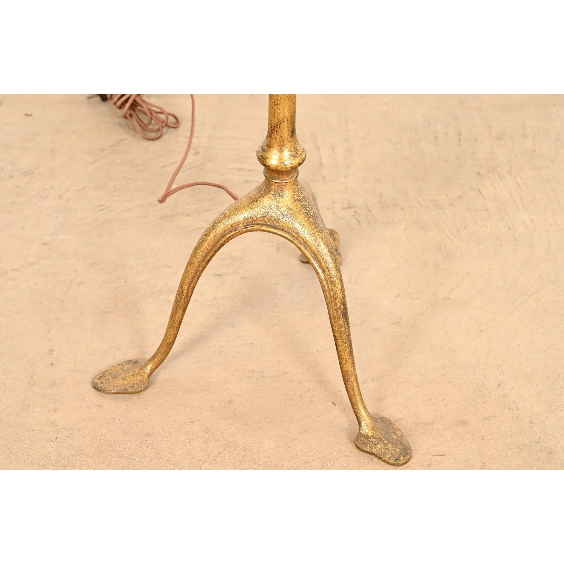 Tiffany Studios New York Gilt Bronze Harp Floor Lamp With Favrile Glass Shade - Image 10