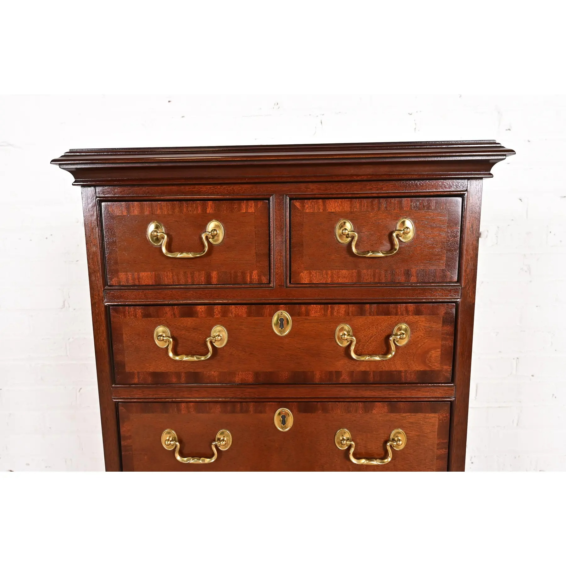 Councill Furniture Georgian Banded Mahogany Lingerie Chest or Semainier - Image 11