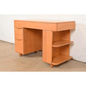 Heywood Wakefield Mid-Century Modern Solid Maple Desk With Built-in Bookcase, 1950s