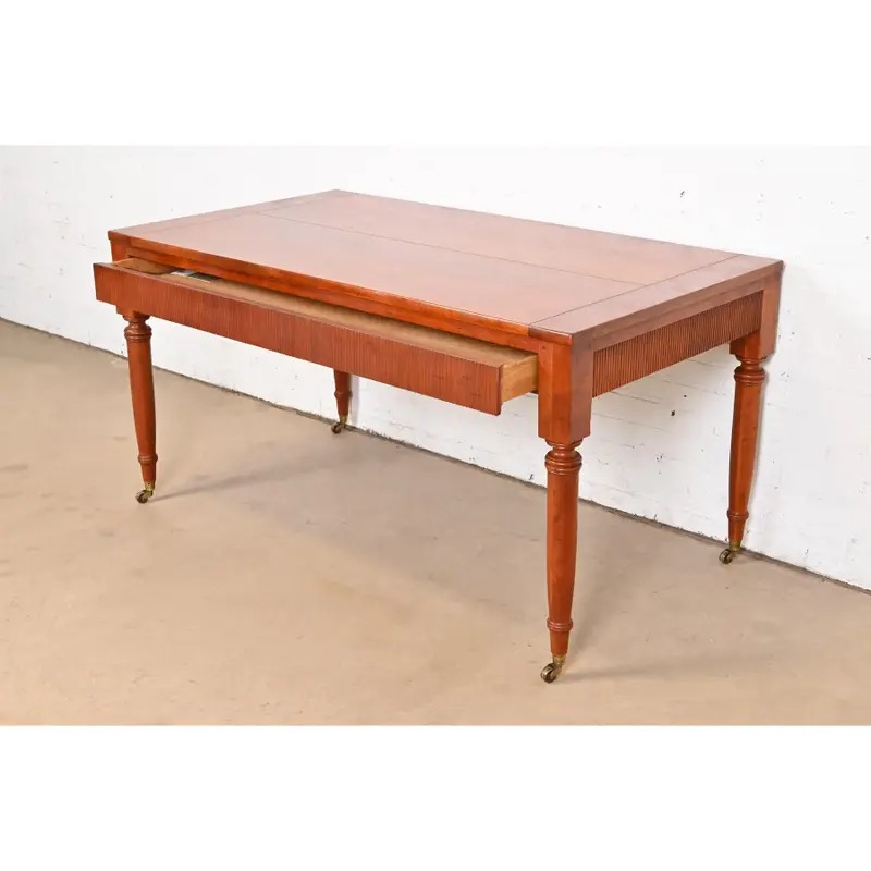 Baker Furniture French Regency Louis XVI Carved Cherry Wood Writing Desk - Image 6