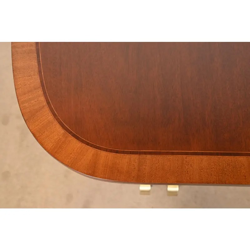 Baker Furniture Georgian Banded Mahogany Pedestal Dining Table, Newly Refinished - Image 8