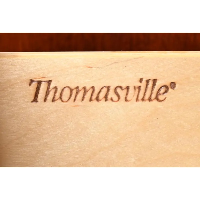 Thomasville Georgian Carved Flame Mahogany Lighted Breakfront Bookcase Cabinet - Image 10