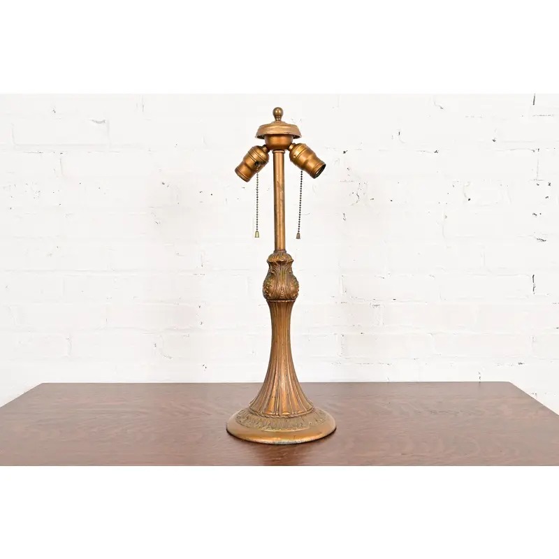 Antique Art Nouveau Slag Glass Table Lamp in the Manner of Handel, Circa 1910 - Image 13