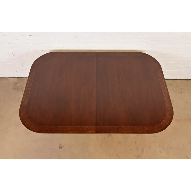 Councill Furniture Georgian Banded Mahogany Double Pedestal Extension Dining Table, Newly Refinished - Image 9