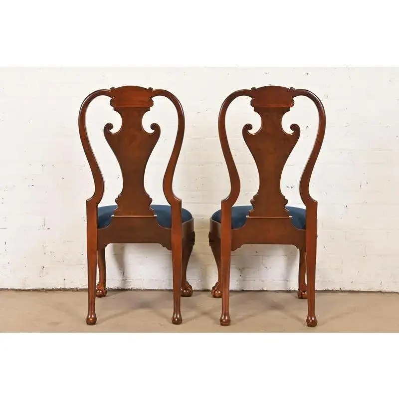 Baker Furniture Stately Homes Georgian Carved Burled Walnut Dining Chairs, Newly Refinished - Image 10